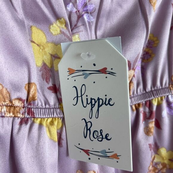 Hippie Rose juniors v-neck fit and flare midi iris floral dress size med, L XL - Picture 8 of 11
